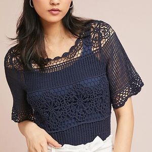 NWT James Coviello Janice Crochet Top Anthro XS